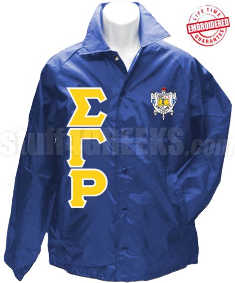 Sigma Gamma Rho Royal Blue Crossing Jacket With Letters And Crest Embroidered With Lifetime