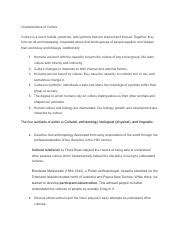 Anthro Study Guide 1 Pdf Characteristics Of Culture Culture Is A Set