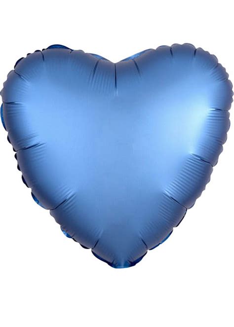 Azure Blue Satin Luxe Heart Uninflated Helium Balloon