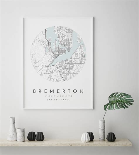 Bremerton Map Bremerton Washington City Map Home Town Map Etsy