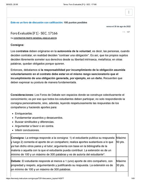 Tema Foro Evaluable F1 SEC 17166 Este es un foro de discusión