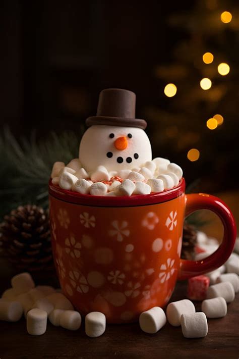 Hot Chocolate With Melted Snowman Stock Photo Image Of Snowman Sweet