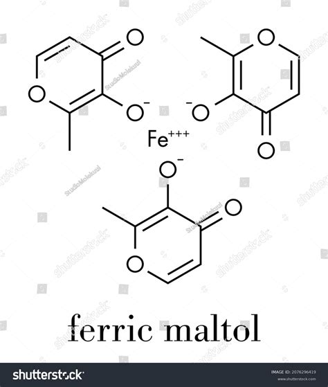 Ferric Maltol Iron Deficiency Drug Molecule Stock Vector Royalty Free