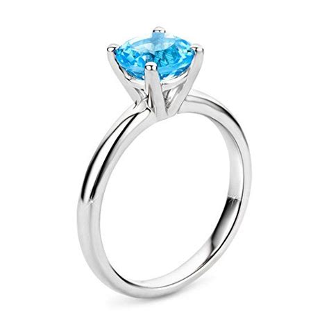 Orovi Damen Blautopas Solit Rring Wei Gold Verlobungsring S Karat