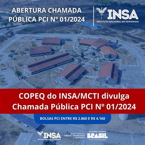 Copeq Do Insa Mcti Divulga Chamada P Blica Pci N Instituto