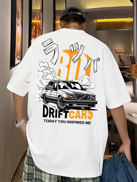 Men Car And Slogan Graphic Tee In 2024 Car Tee Shirts Streetwear