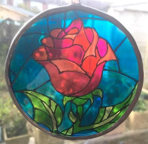 Beauty And The Beast Enchanted Rose Stained Glass Disney Etsy Beast