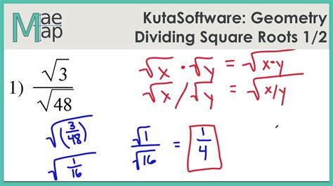 KutaSoftware Geometry Dividing Square Roots Part 1 YouTube