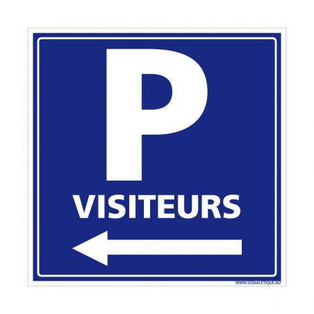 Panneau De Signalisation Parking Visiteurs Rectangulaire Sur Fond Bleu