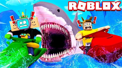 Unspeakable And Moose Vs Worlds Biggest Shark Roblox Youtube