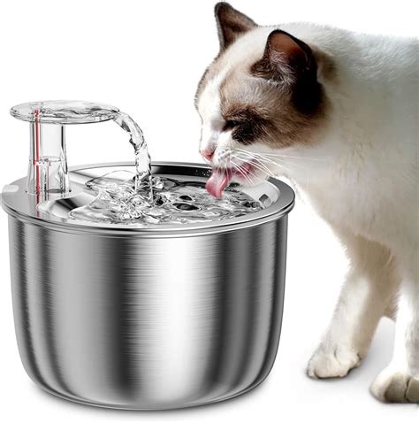 Spofan Cat Water Fountain For Drinking 67oz2l Stainless Steel