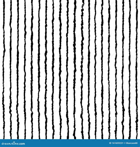 Hand Drawn Stripe Seamless Pattern Doodle Black And White Lines