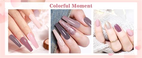 Yueshop Glitter Gel Nail Polish Set PCS Gel Nail Polish Nude Pink White Pinkbrown Gold Grey