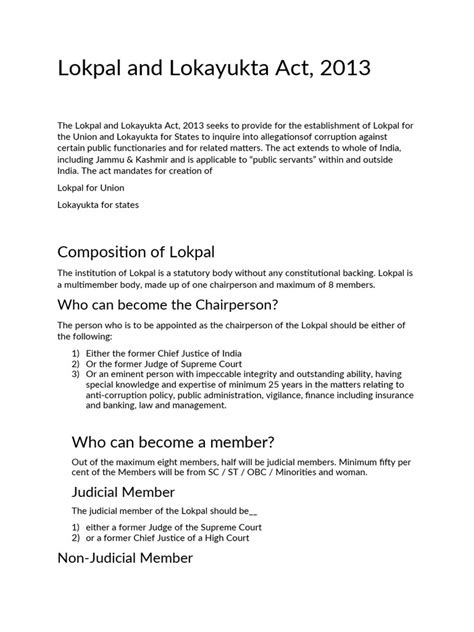 Lokpal and Lokayukta Act | PDF | Governance | Government