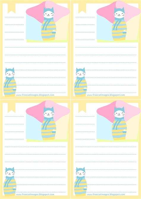 Free Printable Kawaii Cat Stationery Tomcat Freebie