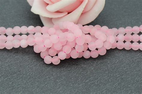 30 perles rondes de quartz rose givré de 4 mm PG198 BEADS FOR YOU