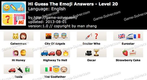 Hi Guess The Emoji Level 20 • Game Solver