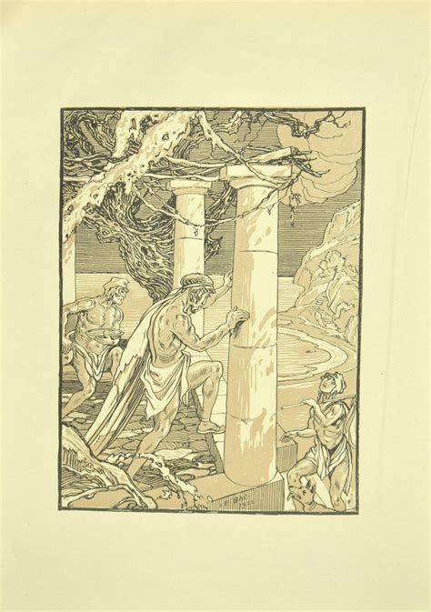 Ferdinand Bac The Men And The Column Original Lithograph By F Bac