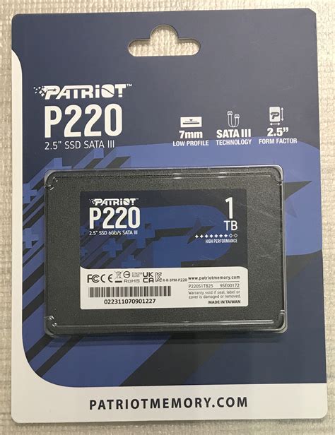 PATRIOT MEMORY Накопитель SSD 2 5 PATRIOT 1TB P220 SATA III P220S1TB25