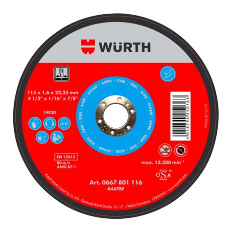 Disque à tronçonner 125 mm WURTH