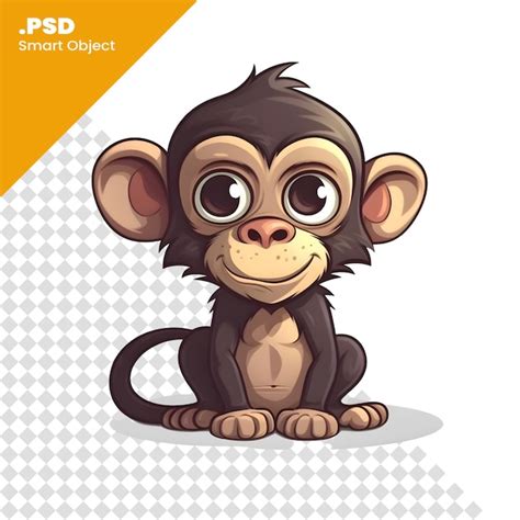 Macaco Bonito Isolado Em Fundo Branco Ilustra O Vetorial Modelo Psd De