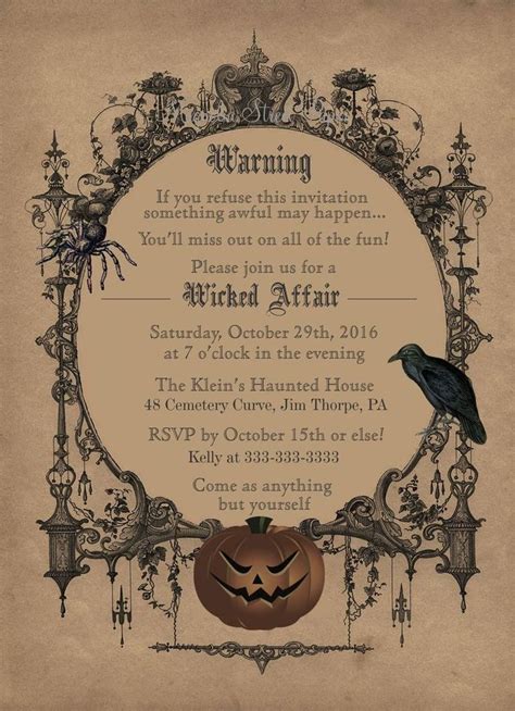 Spooky Goth Halloween Party Invitation Halloween Costume Party Invitations Halloween