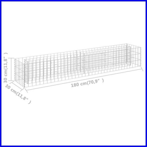 DEX BK Lit surélevé à gabion Acier galvanisé 180x30x30 cm 7426693602254