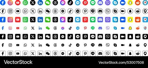 Beliebte Social Media Icons Set Lizenzfreies Vektorbild