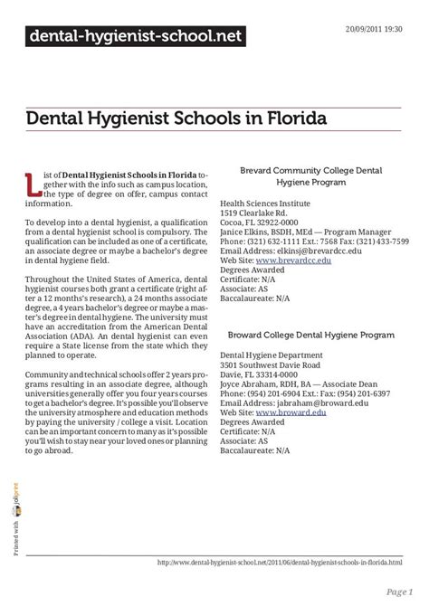 Dental hygienist schools in florida