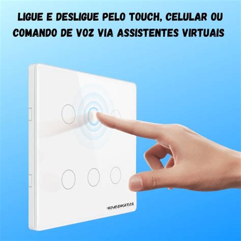 Interruptor 6 Botão Touch Wifi Inteligente Smart Alexa 4x4 Frete grátis