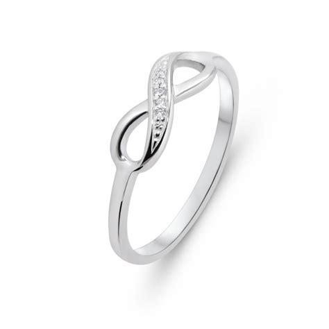 Bague Argent Rhodié Signe Infini et Oxydes de zirconium Ref 51043