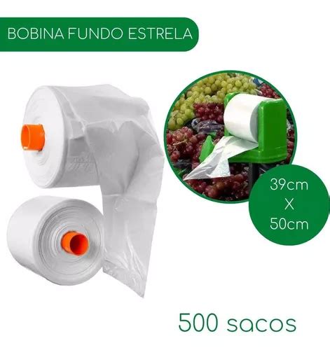 Bobina Saco Plástico Fundo Estrela 39x50 Tam G 500un MercadoLivre