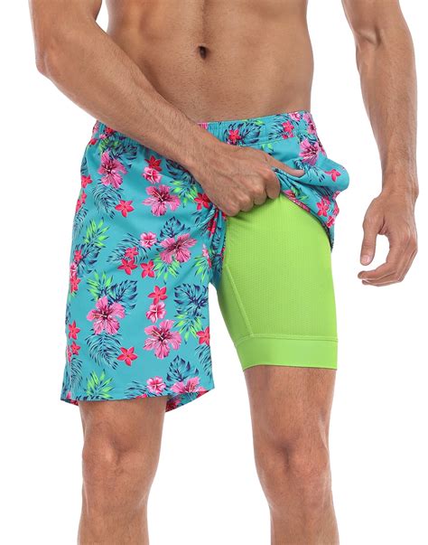 Lrd Mens Swim Trunks With Compression Liner 7 Inch Inseam Gettin