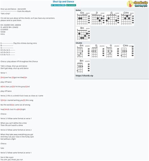 Chord Shut Up And Dance Tab Song Lyric Sheet Guitar Ukulele