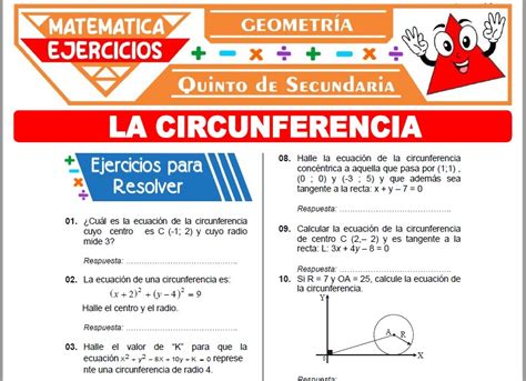 Ejercicios De La Circunferencia Para Quinto De Secundaria