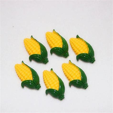 50pcslot Cute Resin Fake Corn Miniature Food Art Flatback Cabochon Diy