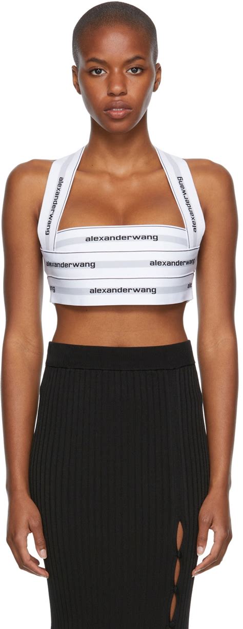 Alexander Wang White Logo Elastic Bikini Halter Top Alexander Wang