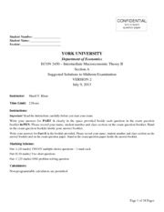 ECON2450 S13 Midterm V1 Version2 Sol Full CONFIDENTIAL Turn In Exam