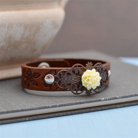 Leather Cuff Bracelet - Etsy