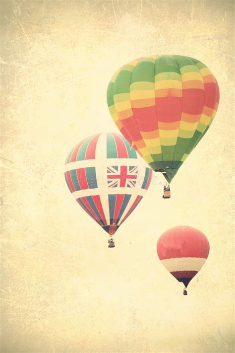 Vintage Textured Hot Air Balloons In Flight Stock Image Image Of Sport Aircraft