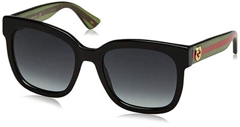 Gucci Gg0034s Col 002 54 Womens Urban Pop Square Sunglasses Black Glitter Greengray Gucci