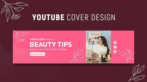 Premium PSD | Beauty and lifestyle youtube banner and cover design template