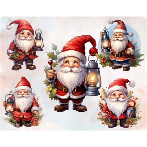 Cute Christmas Gnomes Clipart Bundle Designful Market