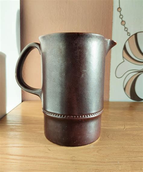 Vintage HÖGANÄS Brown Ceramic Jug Sweden 1950s Etsy