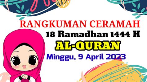 RANGKUMAN CERAMAH RAMADHAN 9 APRIL 2023 YouTube