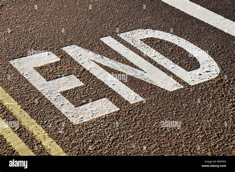 End Road Marking Stock Photo Alamy