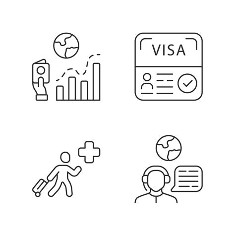 Immigration Linear Icons Set Migration Rate Start Up Visa