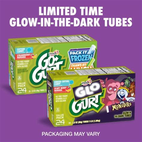 Go Gurt Cotton Candy And Strawberry Banana Low Fat Yogurt Tubes Variety Pack 24 Ct 2 Oz