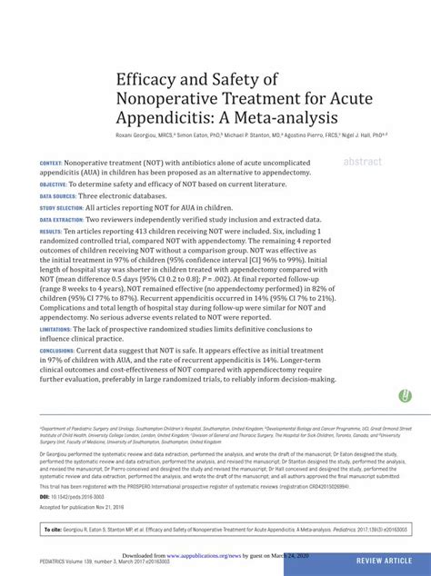 Pdf Efficacy And Safety Of Nonoperative Treatment For Acute