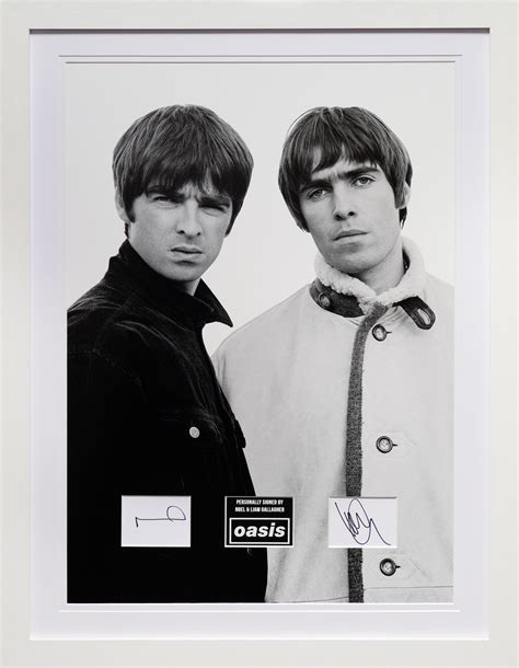 Noel Gallagher And Liam Gallagher Signed Oasis White Card Framed Displ